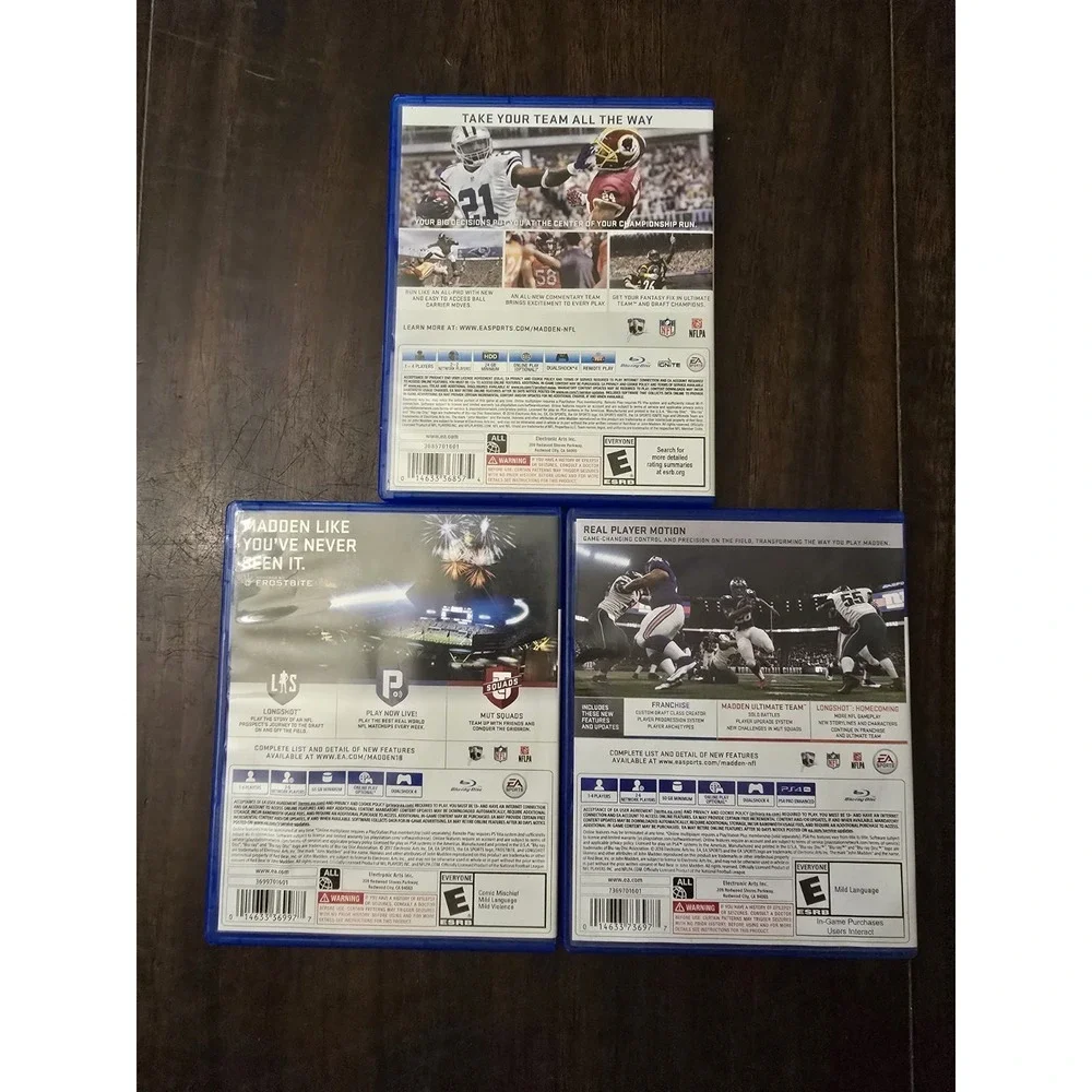 PS4 Playstation Lot of‎ 3 Madden 17 18 19 NFL Football Video Games Rated E